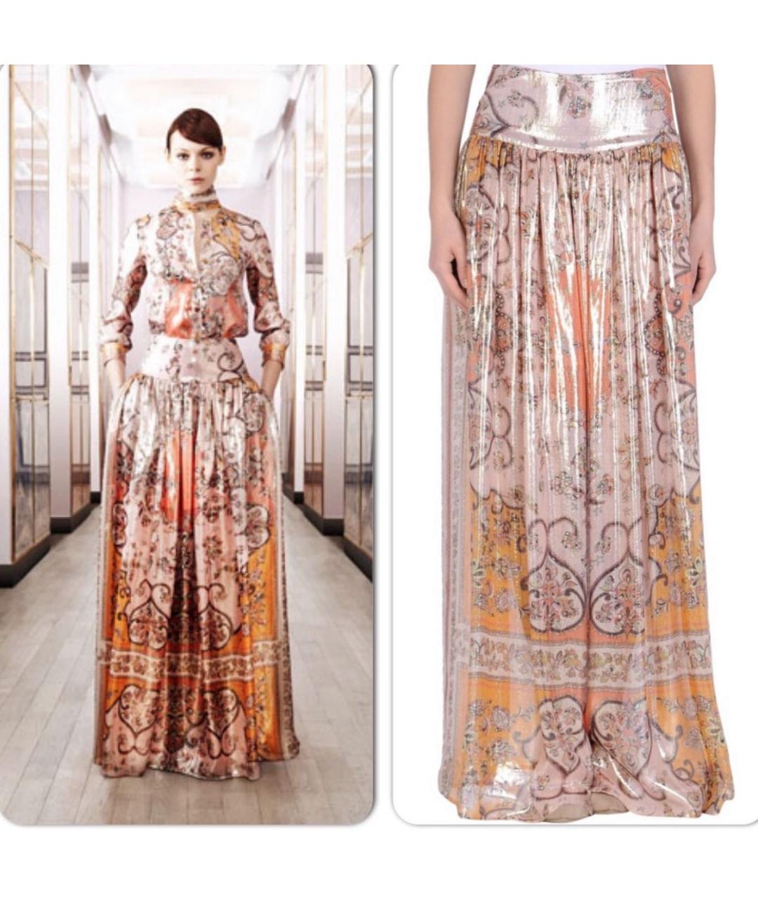 EMILIO PUCCI Коралловая шелковая юбка макси, фото 2