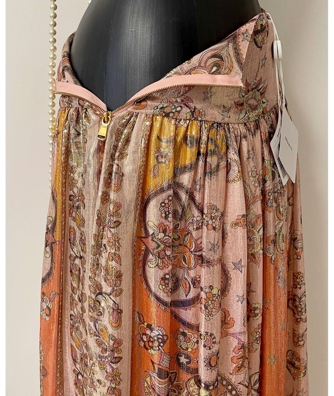 EMILIO PUCCI Коралловая шелковая юбка макси, фото 6
