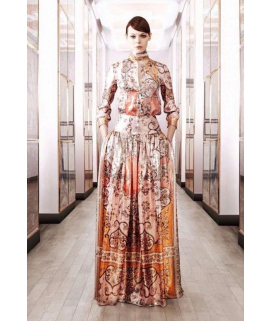 EMILIO PUCCI Коралловая шелковая юбка макси, фото 8