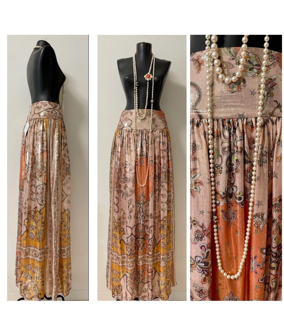 EMILIO PUCCI Коралловая шелковая юбка макси, фото 4