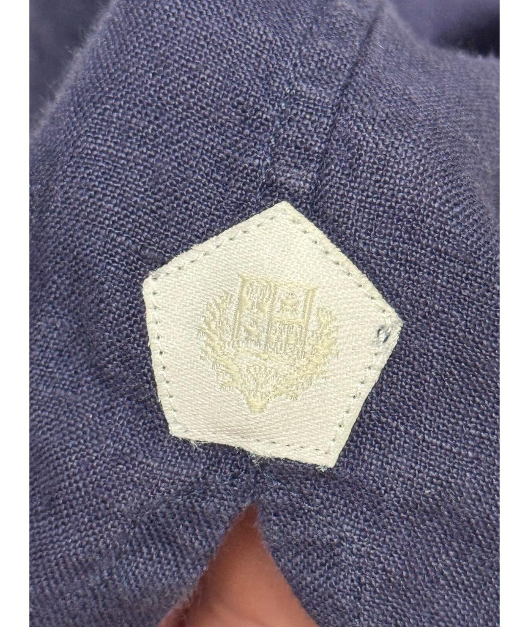 LORO PIANA Темно-синяя льняная кэжуал рубашка, фото 5