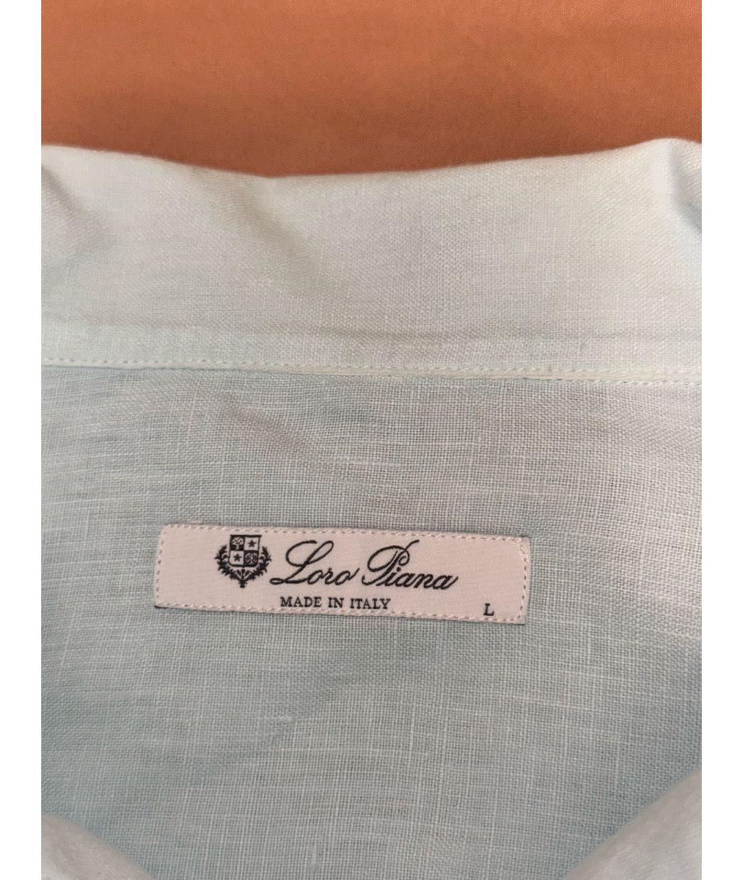 LORO PIANA Бирюзовая льняная кэжуал рубашка, фото 4