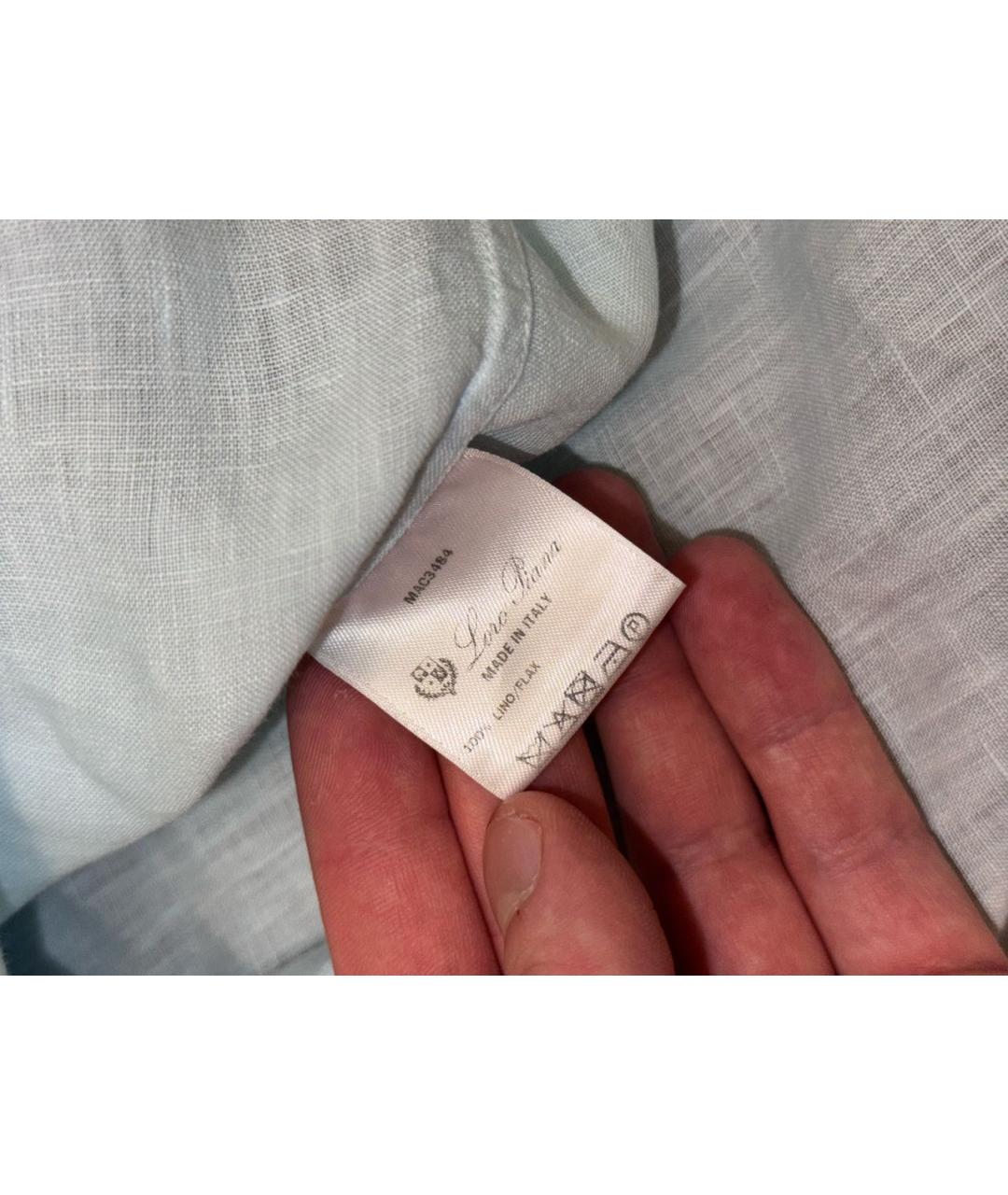 LORO PIANA Бирюзовая льняная кэжуал рубашка, фото 5