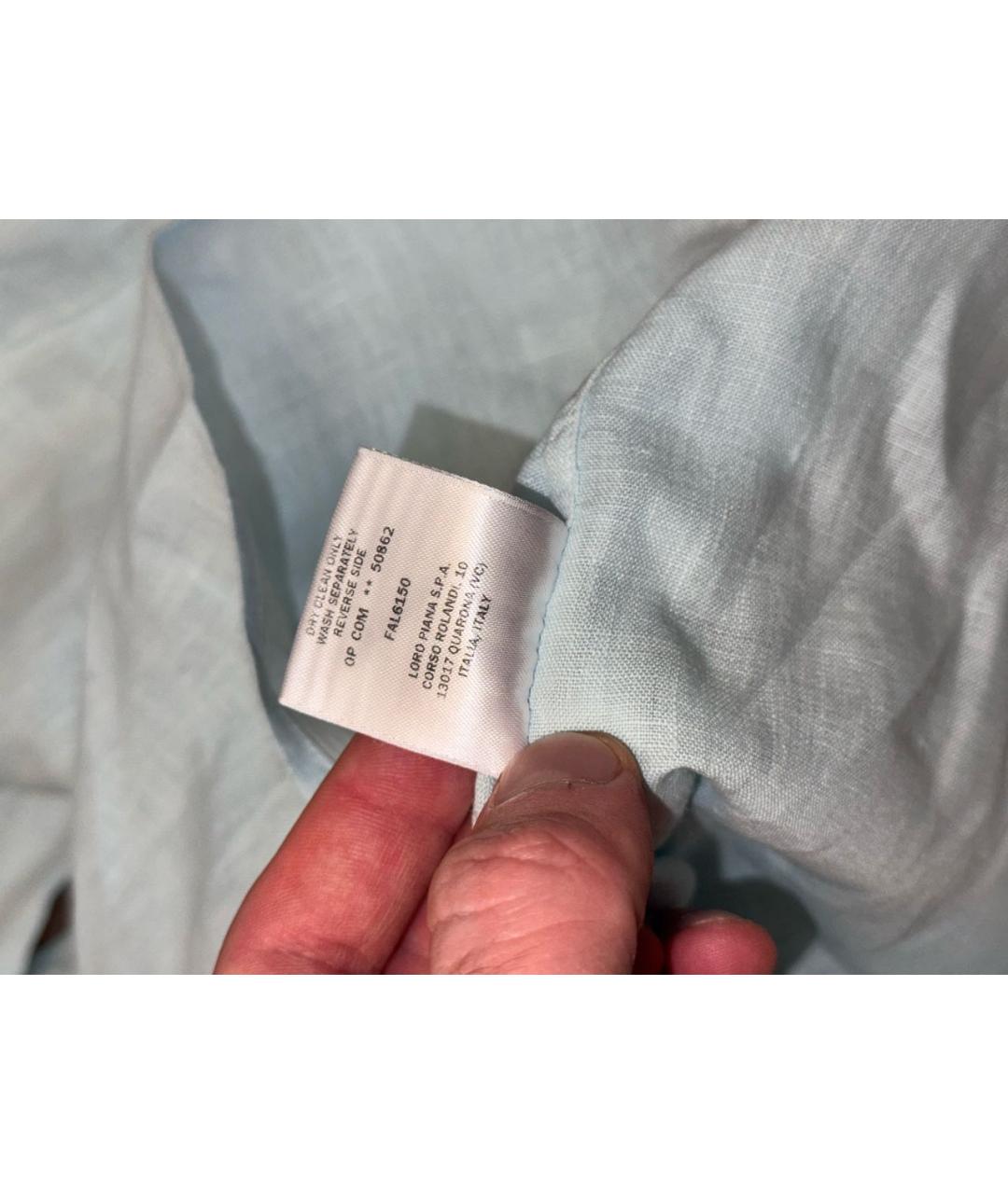 LORO PIANA Бирюзовая льняная кэжуал рубашка, фото 6