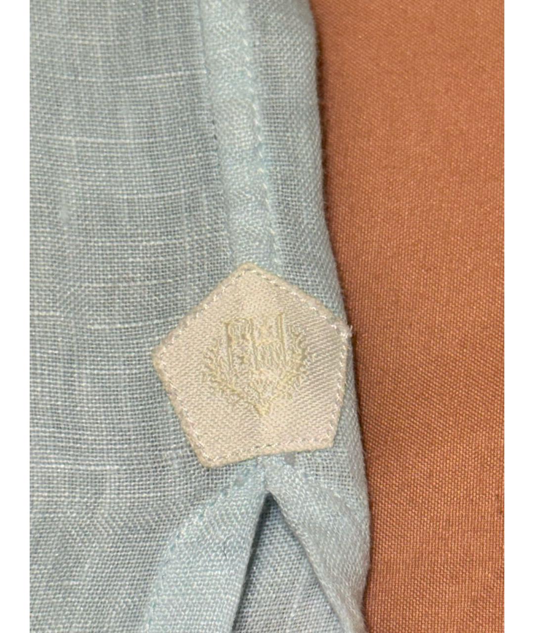 LORO PIANA Бирюзовая льняная кэжуал рубашка, фото 7