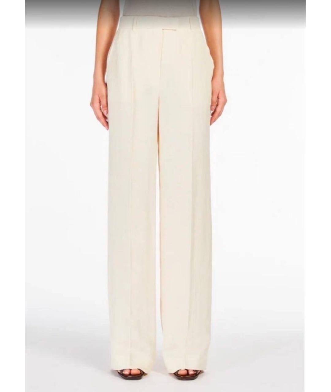 MAX MARA STUDIO Бежевые льняные прямые брюки, фото 2