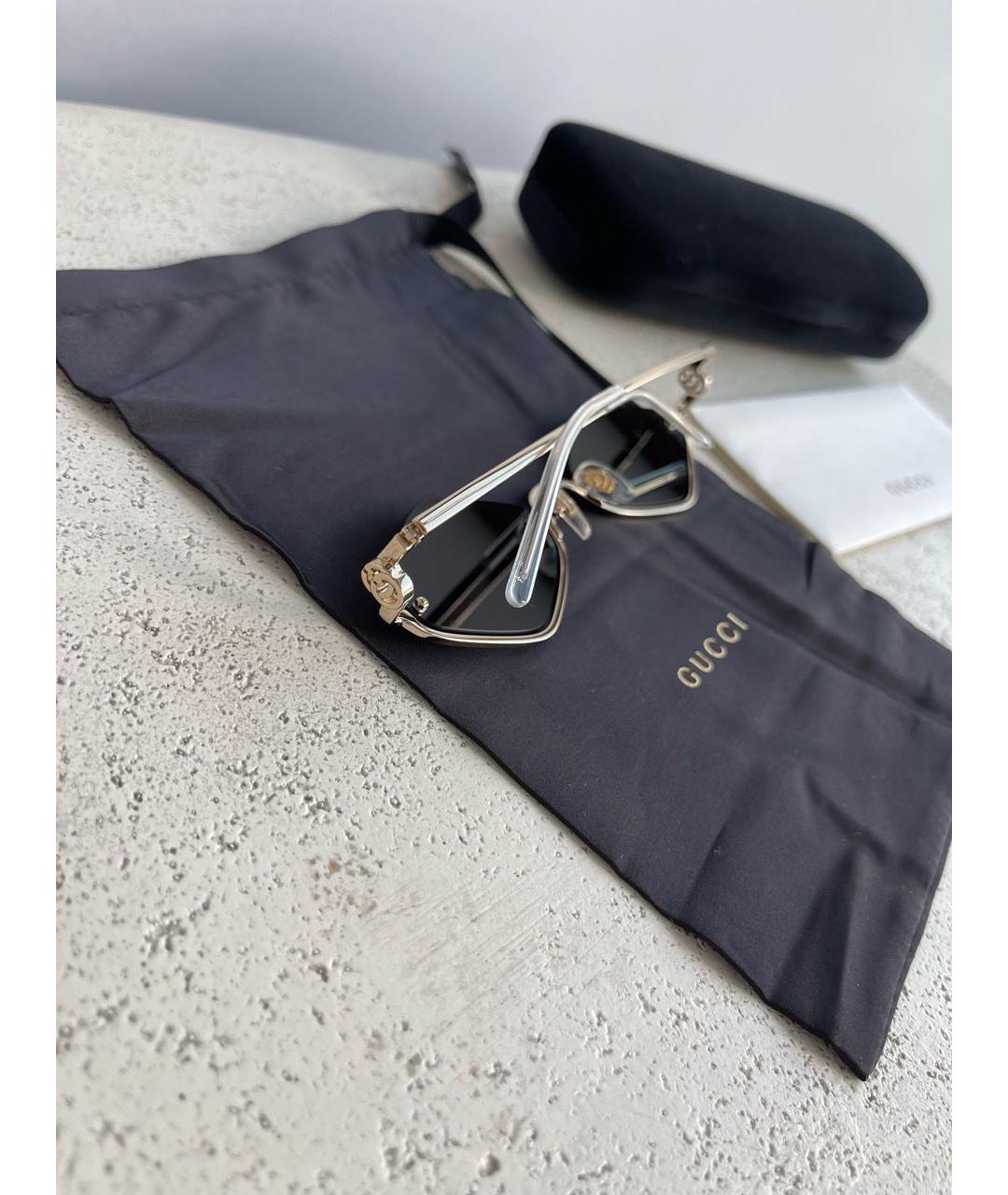 GUCCI Черные металлические солнцезащитные очки, фото 5