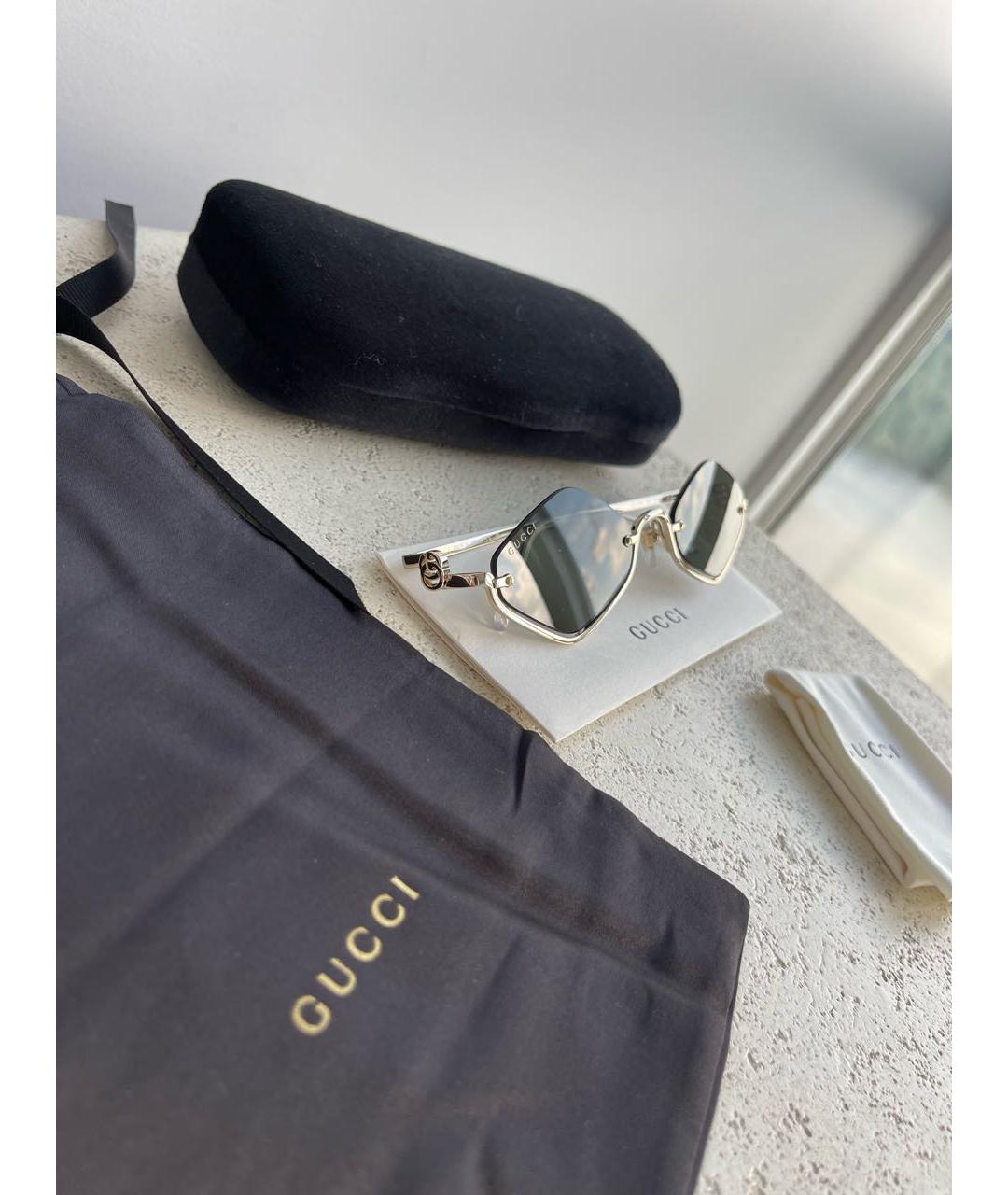 GUCCI Черные металлические солнцезащитные очки, фото 6