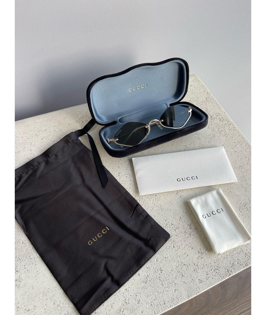 GUCCI Черные металлические солнцезащитные очки, фото 4