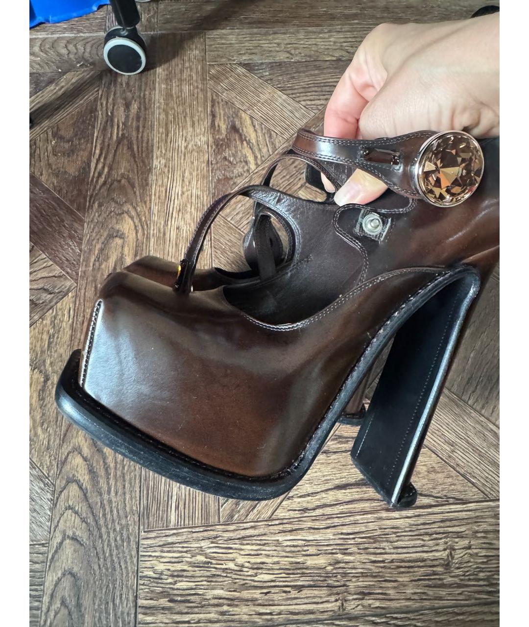 LOUIS VUITTON Коричневые кожаные туфли, фото 3