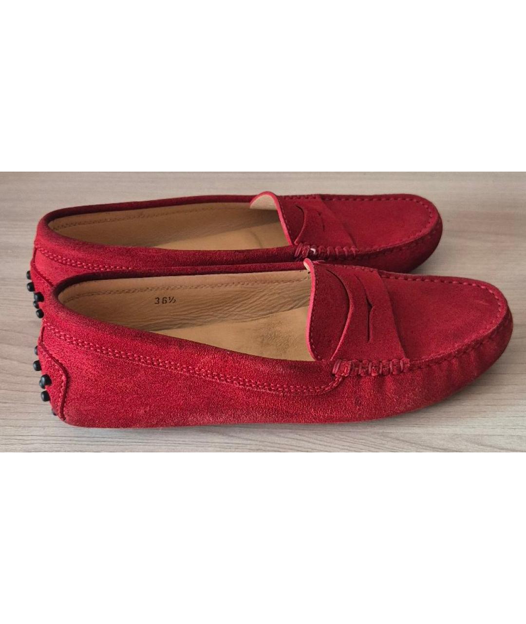 TOD'S Бордовые замшевые мокасины, фото 5