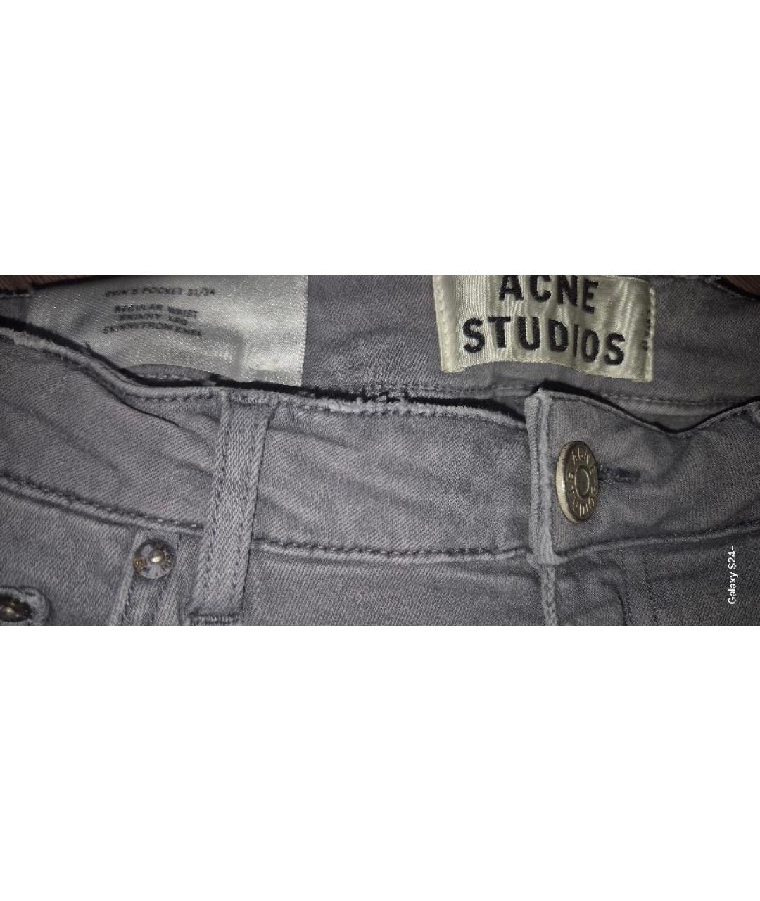 ACNE STUDIOS Антрацитовые хлопко-эластановые джинсы слим, фото 3