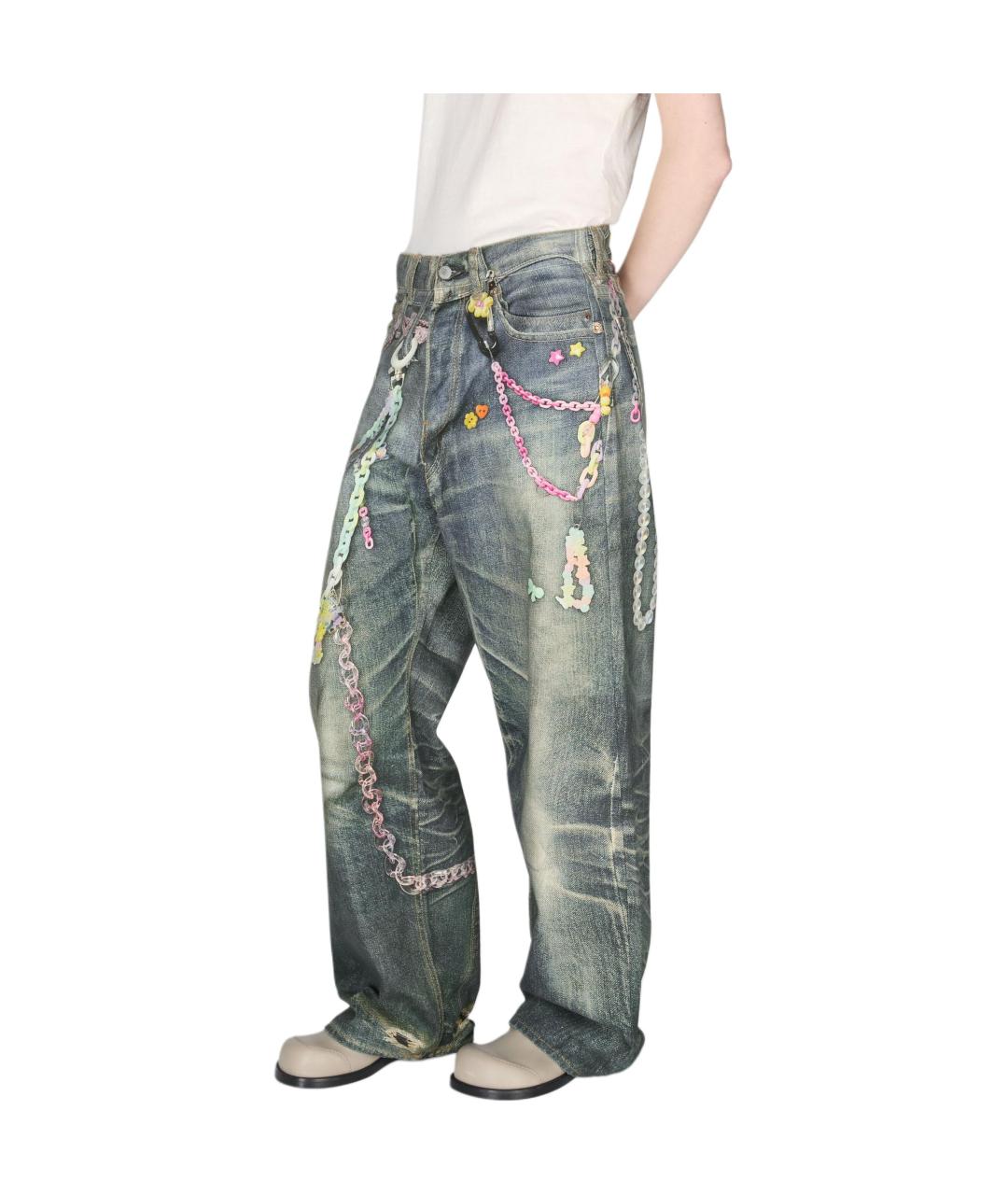 ACNE STUDIOS Синие хлопковые прямые джинсы, фото 5