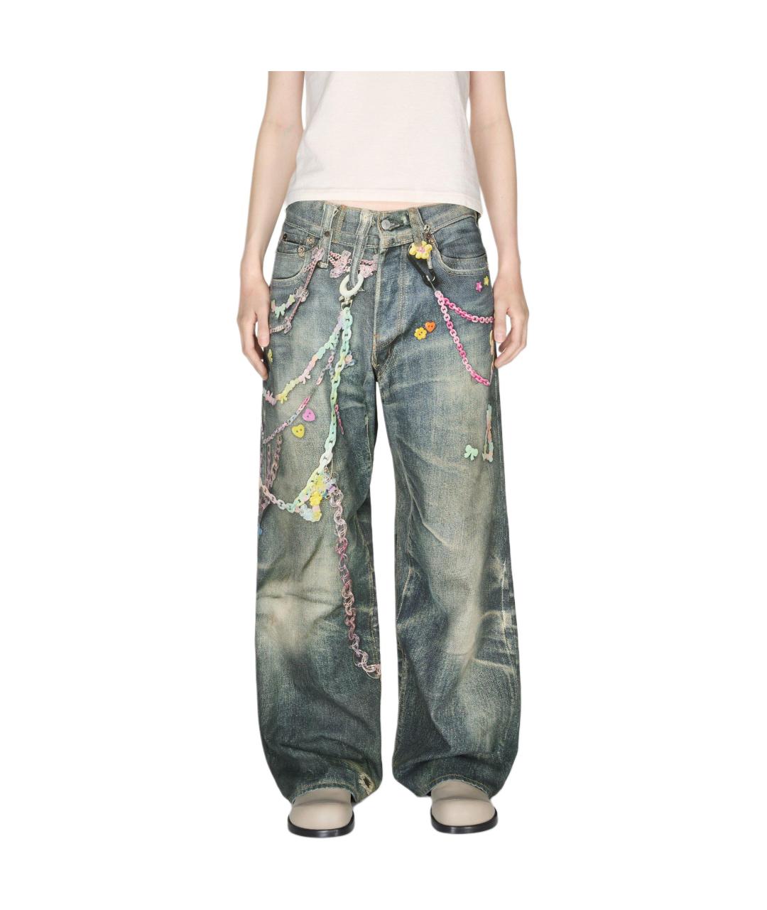 ACNE STUDIOS Синие хлопковые прямые джинсы, фото 3