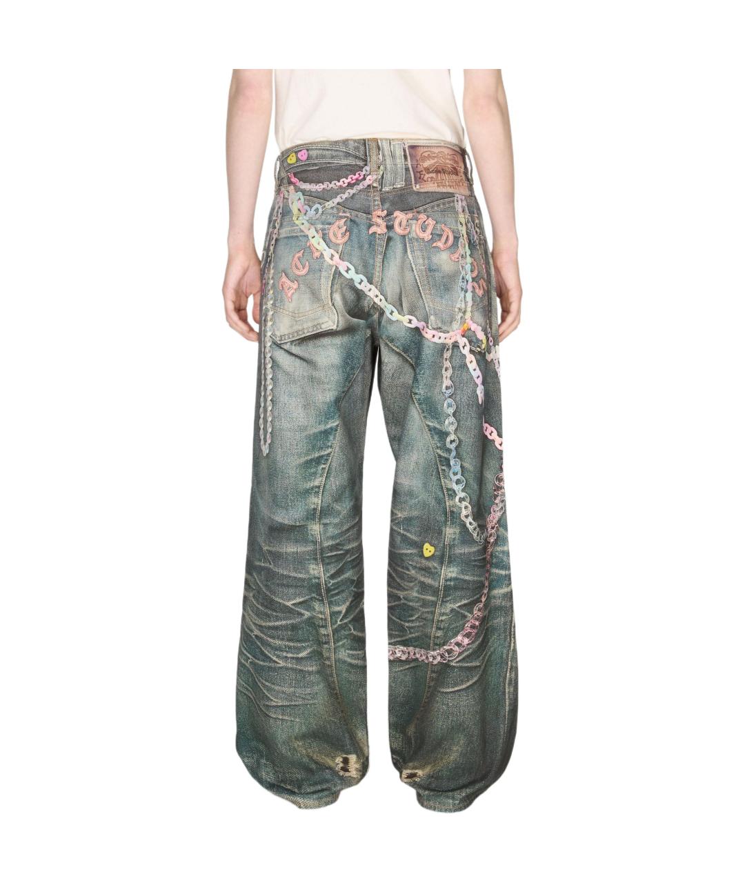 ACNE STUDIOS Синие хлопковые прямые джинсы, фото 4