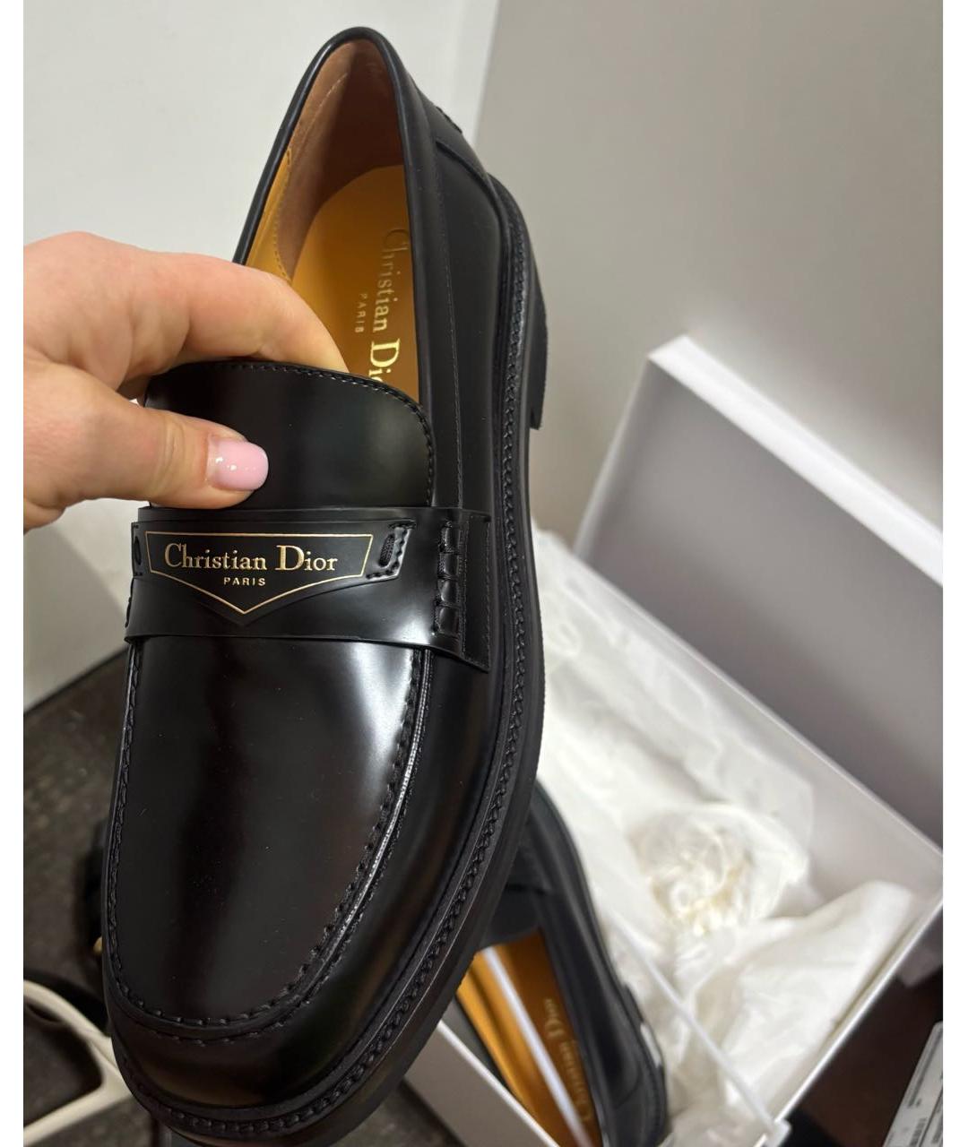 CHRISTIAN DIOR Черные кожаные лоферы, фото 3