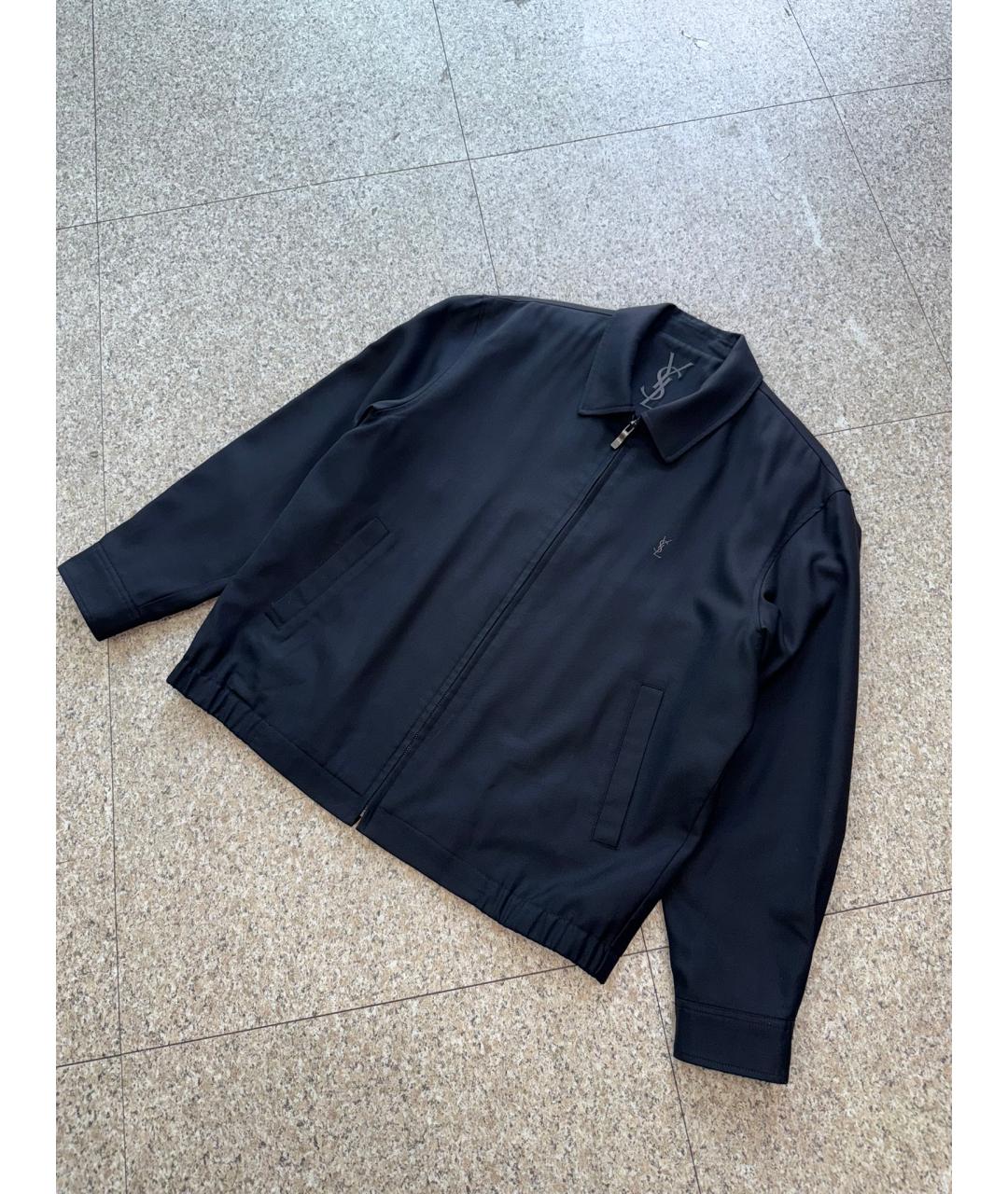 SAINT LAURENT Темно-синяя полиэстеровая куртка, фото 8