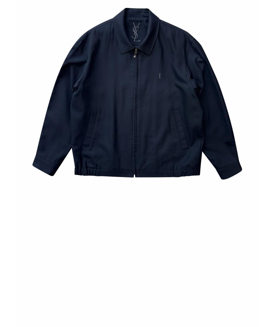 SAINT LAURENT Темно-синяя полиэстеровая куртка, фото 1