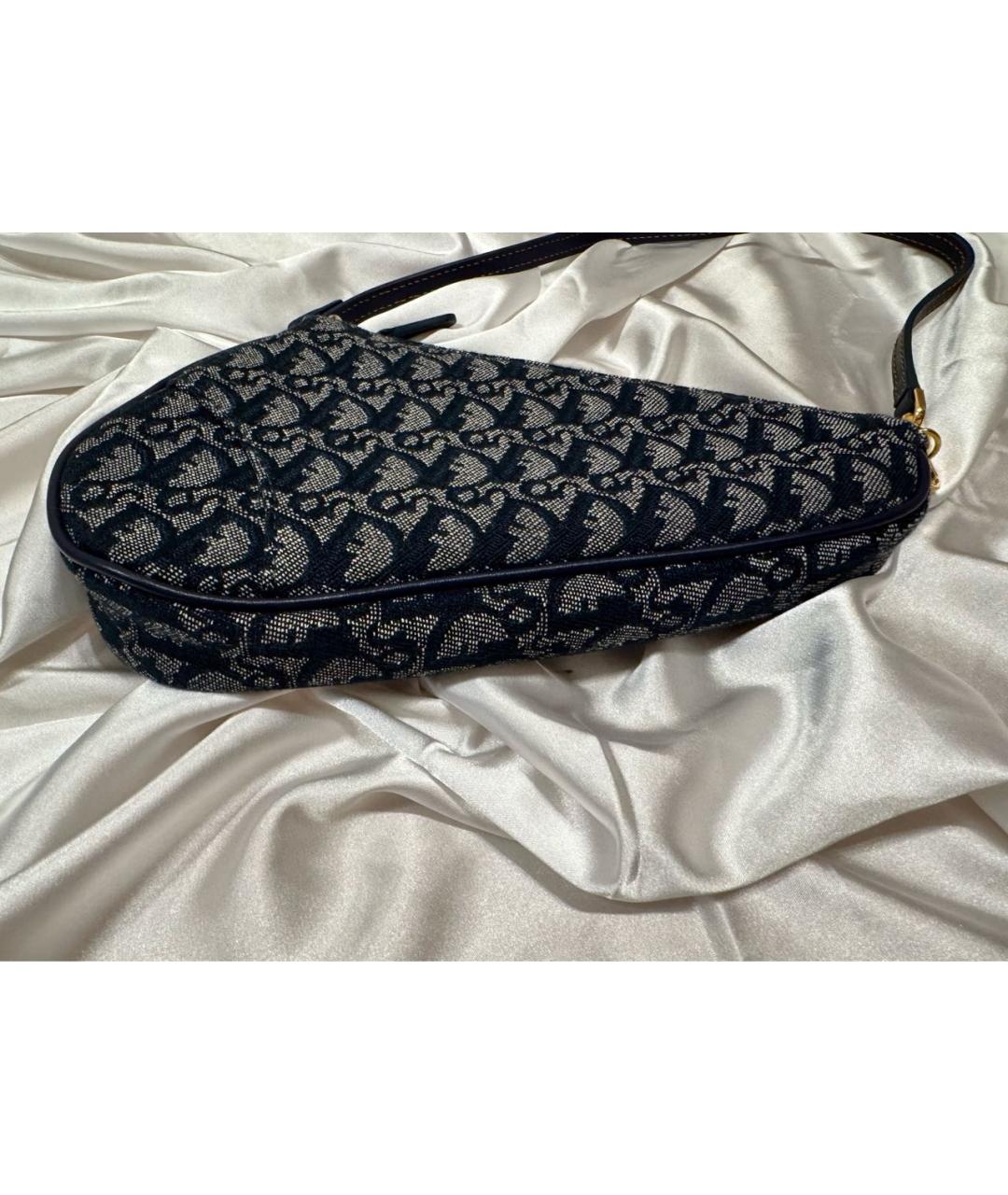 CHRISTIAN DIOR Синяя жаккардовая сумка с короткими ручками, фото 7