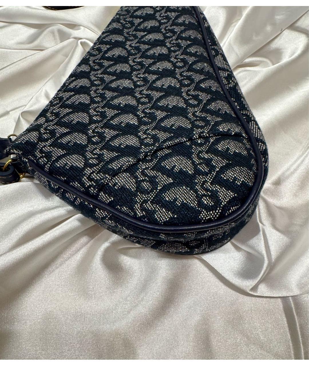 CHRISTIAN DIOR Синяя жаккардовая сумка с короткими ручками, фото 6