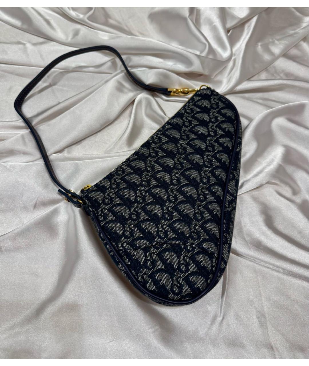 CHRISTIAN DIOR Синяя жаккардовая сумка с короткими ручками, фото 2