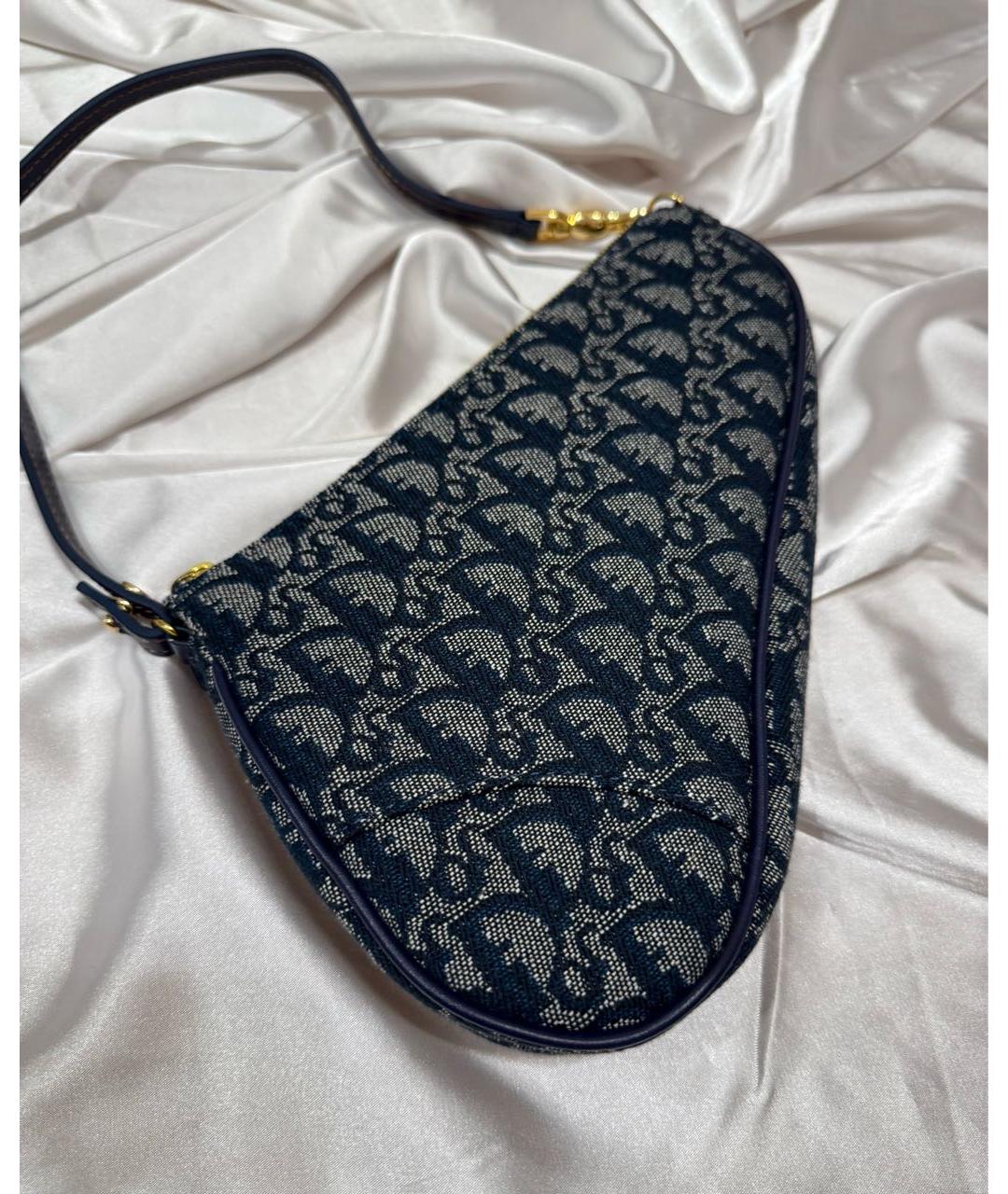 CHRISTIAN DIOR Синяя жаккардовая сумка с короткими ручками, фото 3