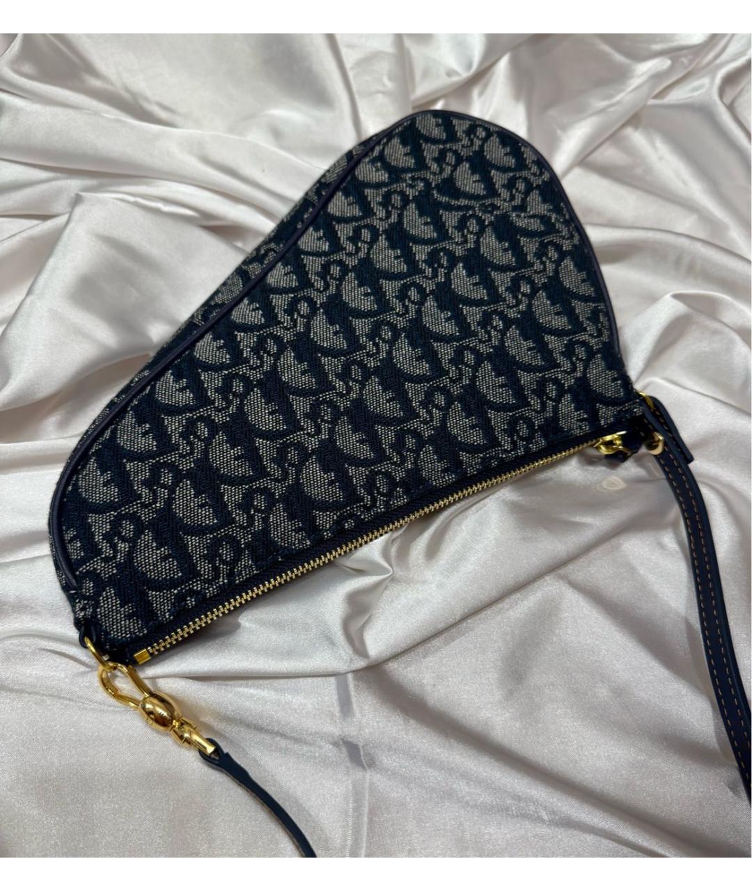 CHRISTIAN DIOR Синяя жаккардовая сумка с короткими ручками, фото 4