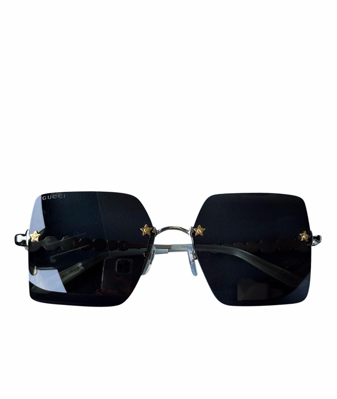 GUCCI Черные металлические солнцезащитные очки, фото 1