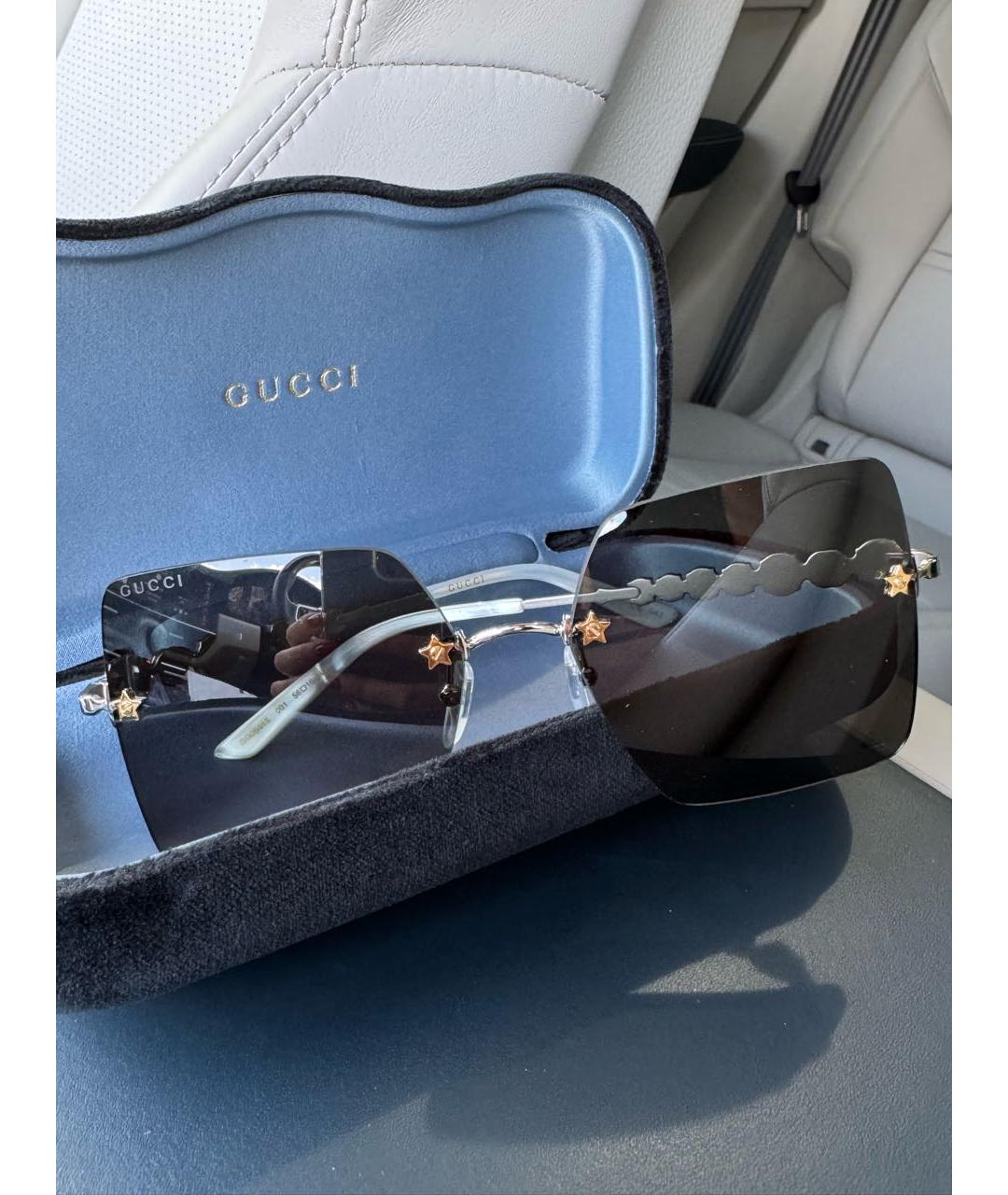 GUCCI Черные металлические солнцезащитные очки, фото 4