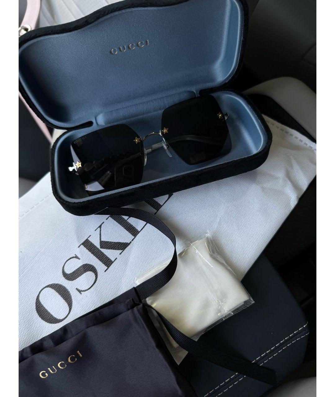 GUCCI Черные металлические солнцезащитные очки, фото 3