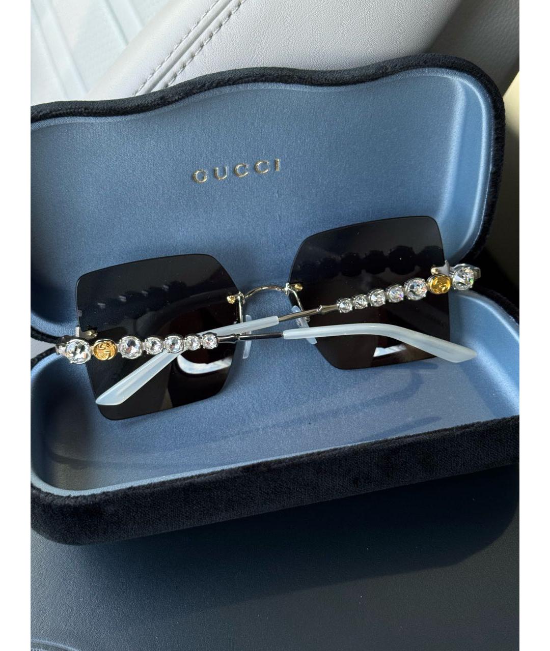 GUCCI Черные металлические солнцезащитные очки, фото 5