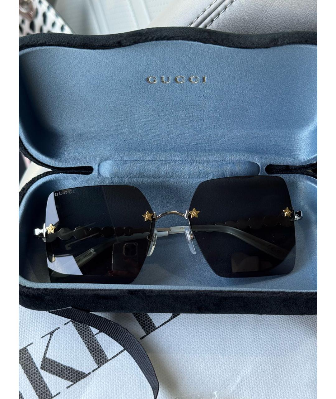 GUCCI Черные металлические солнцезащитные очки, фото 8