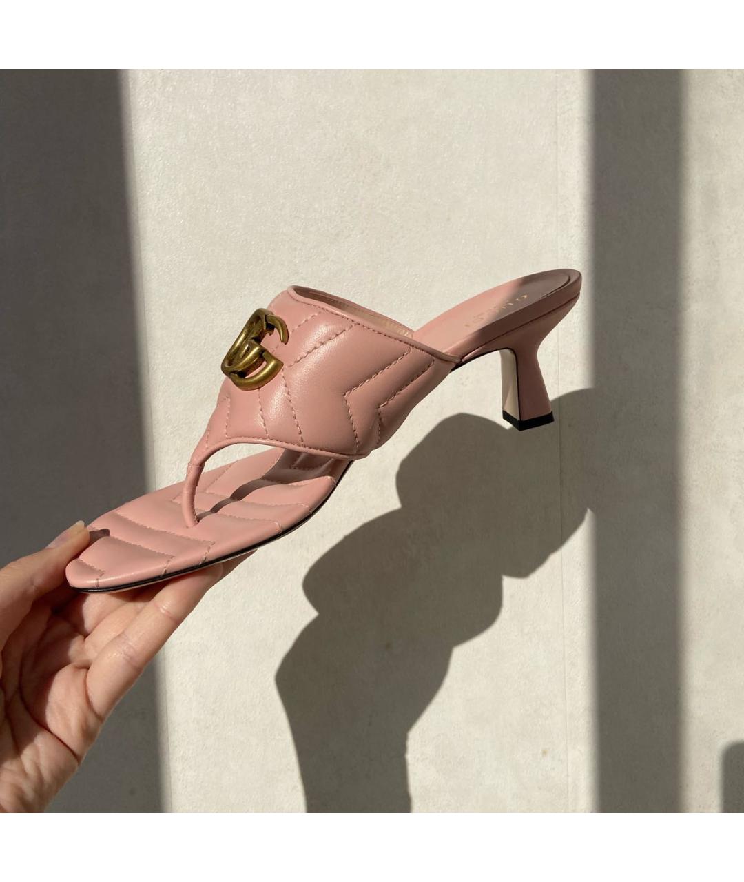 GUCCI Розовые кожаные босоножки, фото 5