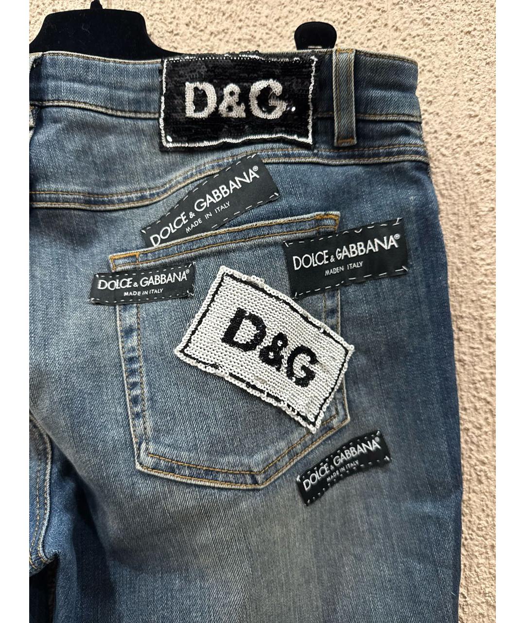 DOLCE&GABBANA Синие хлопко-эластановые джинсы слим, фото 7