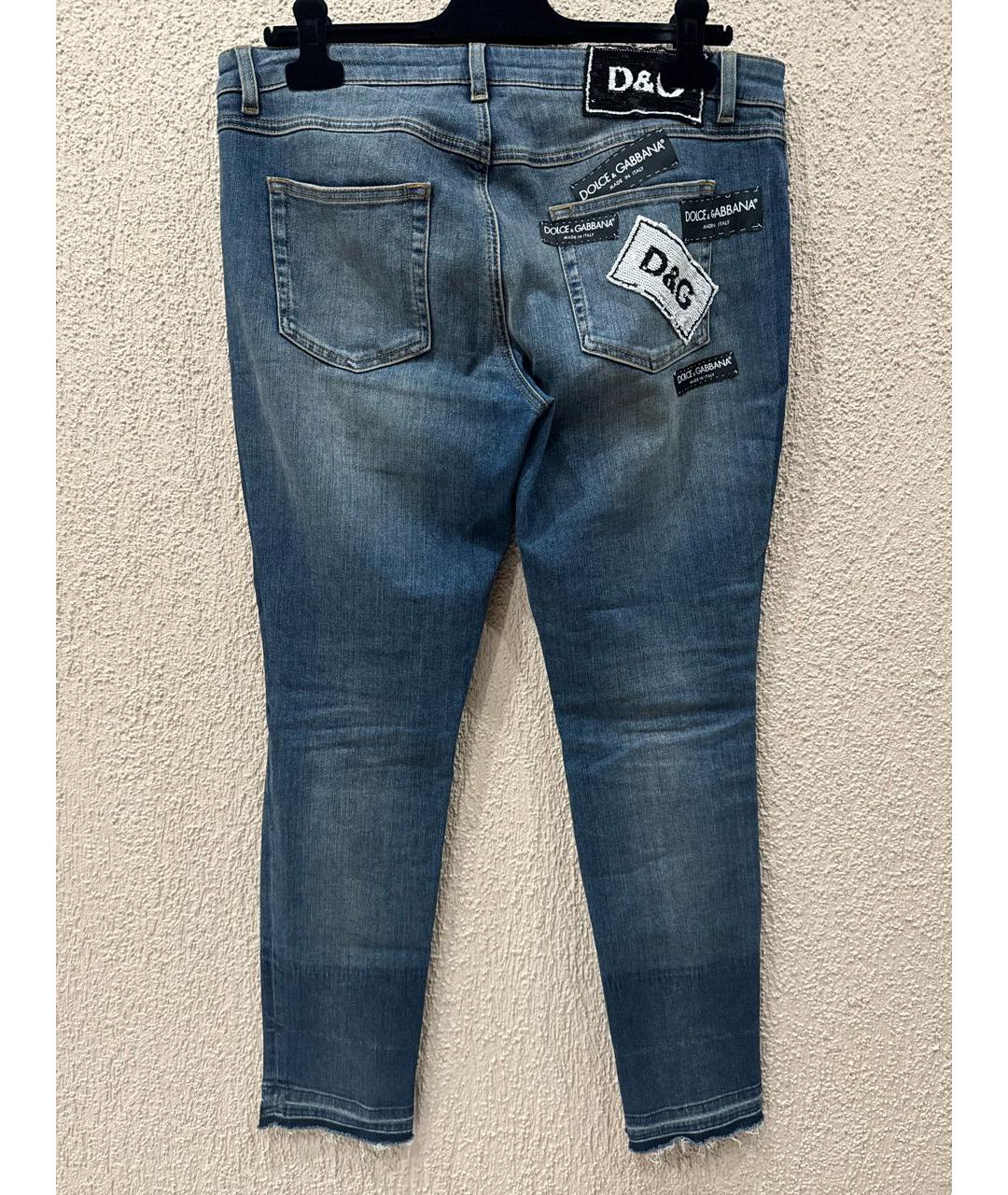 DOLCE&GABBANA Синие хлопко-эластановые джинсы слим, фото 2