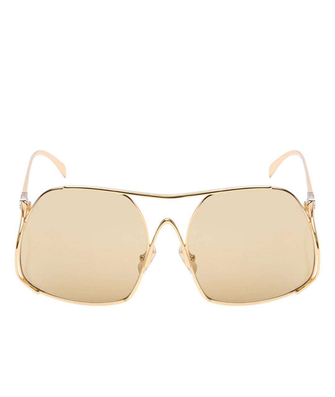 MIU MIU Золотые металлические солнцезащитные очки, фото 1