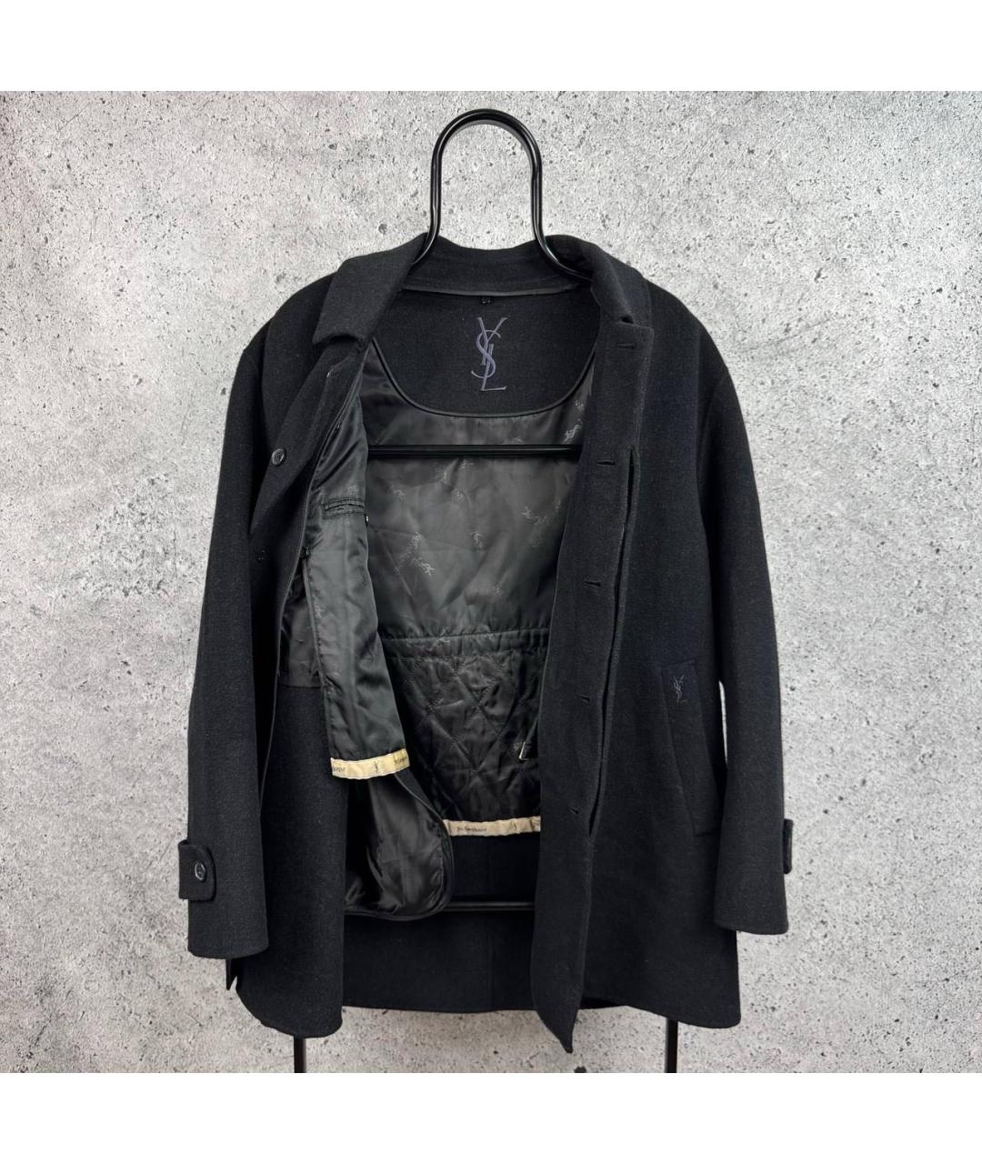 SAINT LAURENT Черное пальто, фото 3