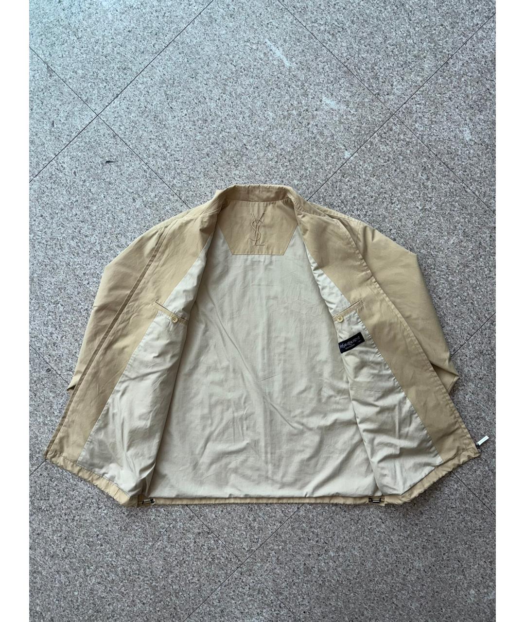 SAINT LAURENT Бежевая полиэстеровая куртка, фото 8