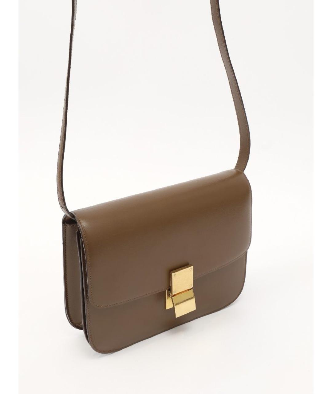 CELINE Коричневая кожаная сумка через плечо, фото 2