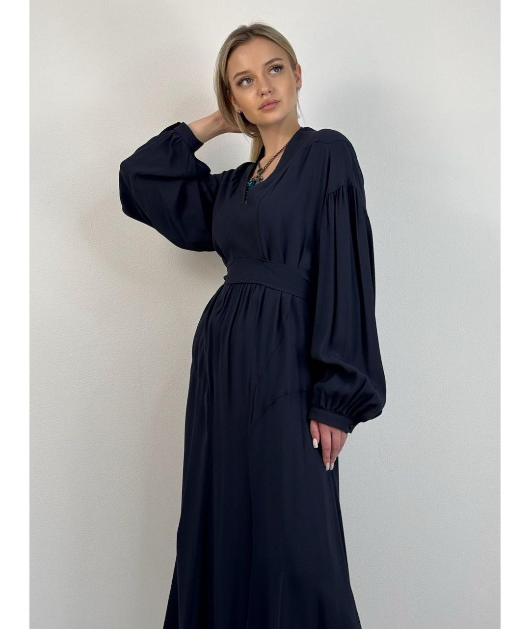 SPORTMAX Темно-синее вискозное повседневное платье, фото 7