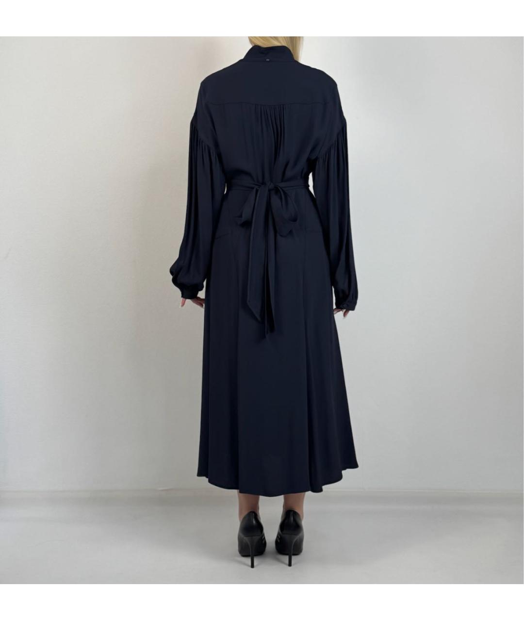 SPORTMAX Темно-синее вискозное повседневное платье, фото 2