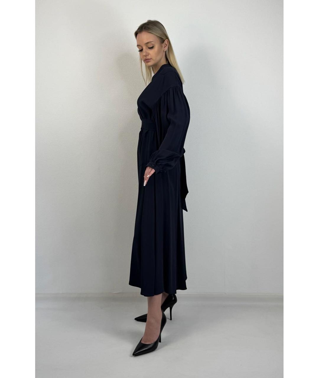 SPORTMAX Темно-синее вискозное повседневное платье, фото 4