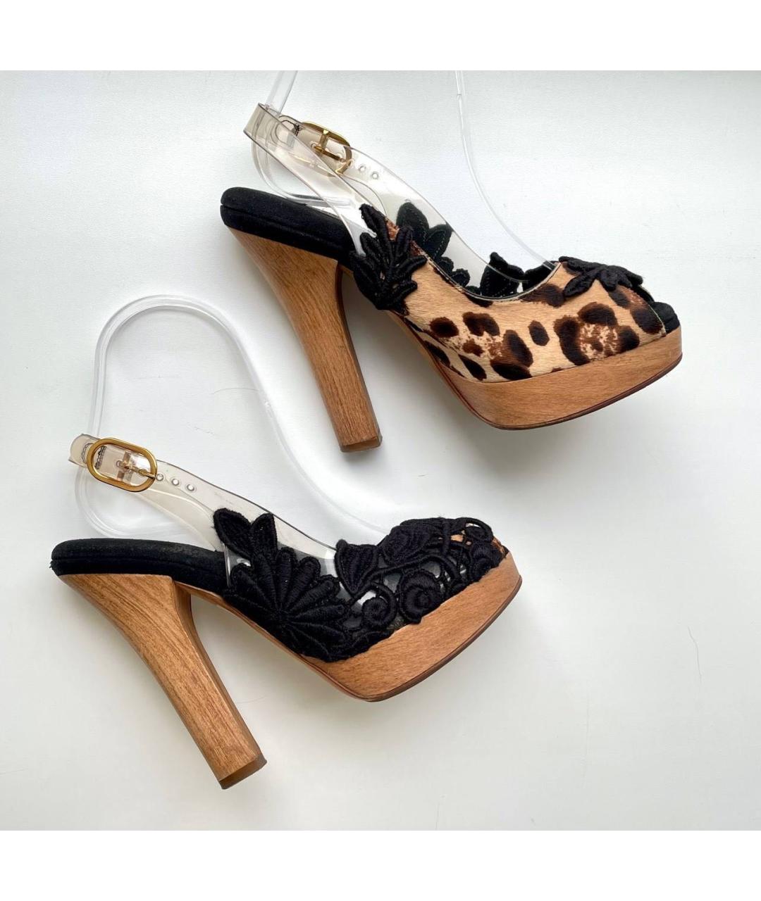 DOLCE&GABBANA Коричневые кожаные босоножки, фото 3