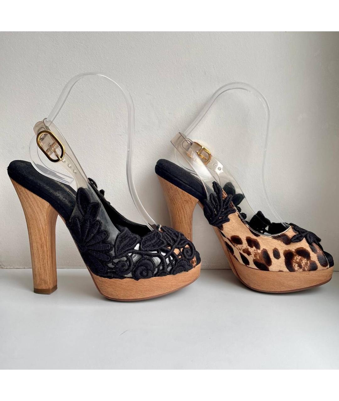 DOLCE&GABBANA Коричневые кожаные босоножки, фото 9