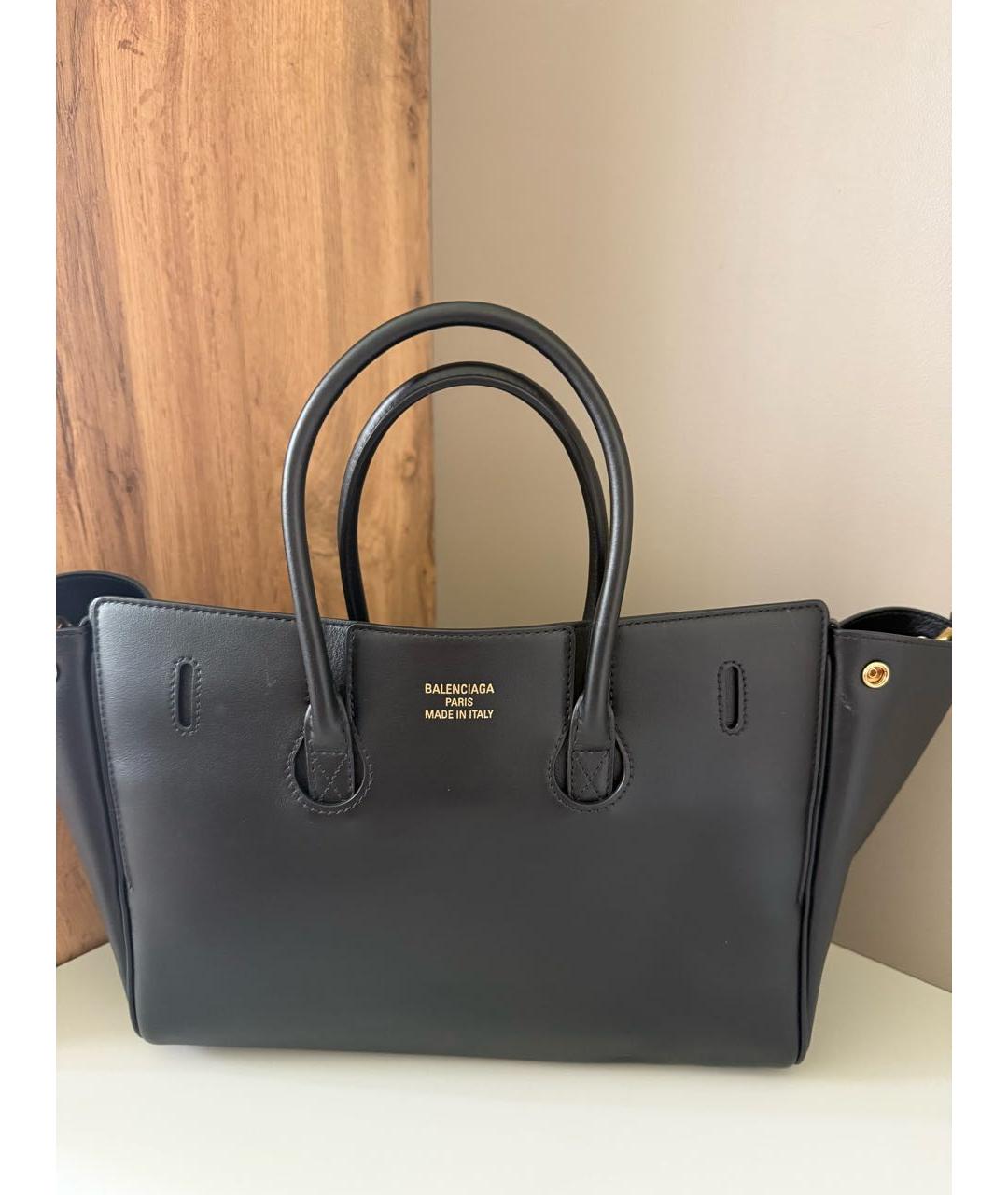 BALENCIAGA Черная кожаная сумка тоут, фото 2