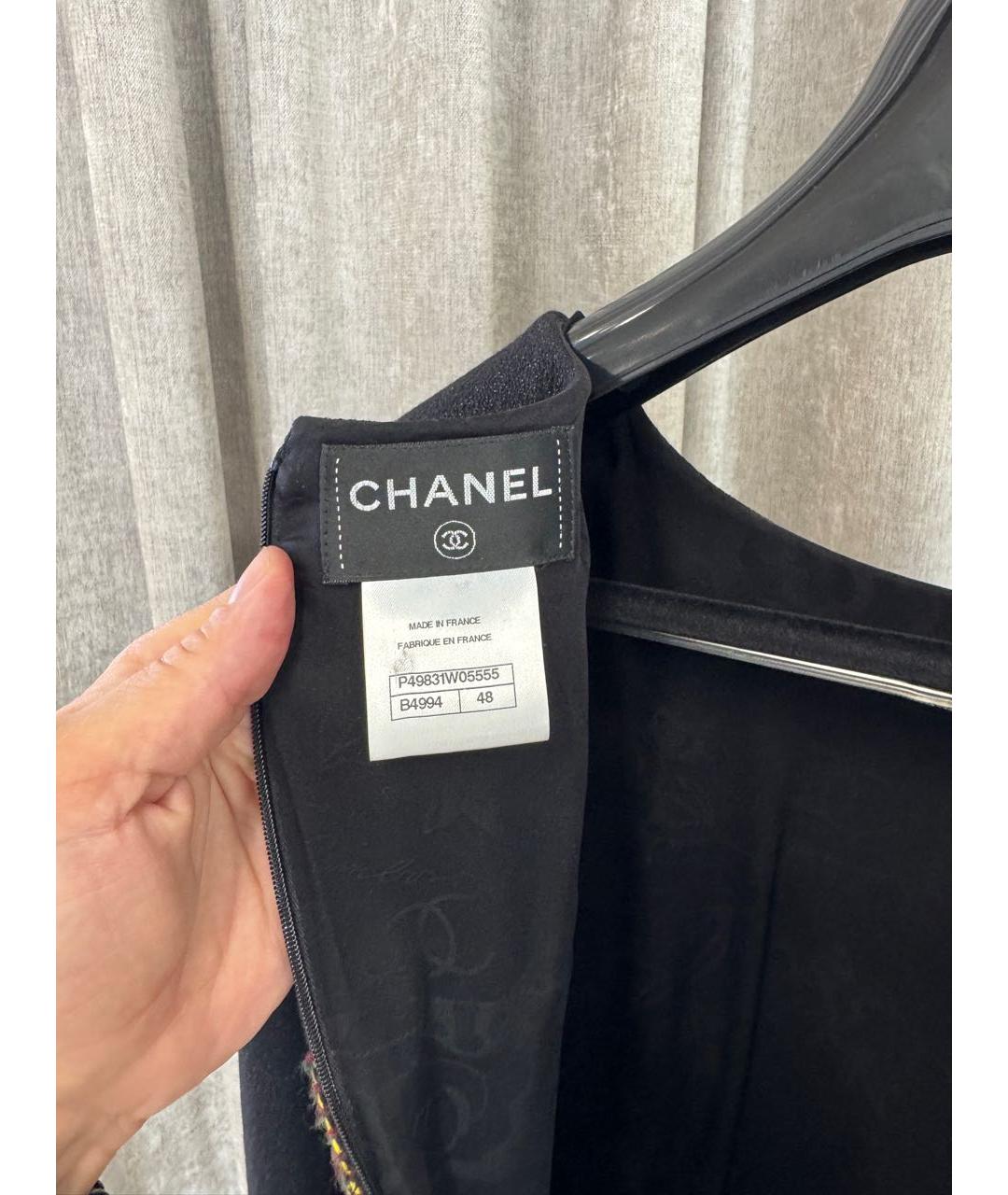 CHANEL Черное шерстяное повседневное платье, фото 3