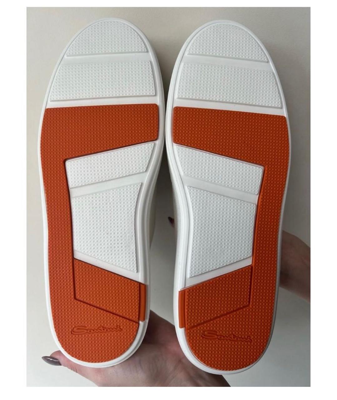 SANTONI Белые кожаные кеды, фото 6