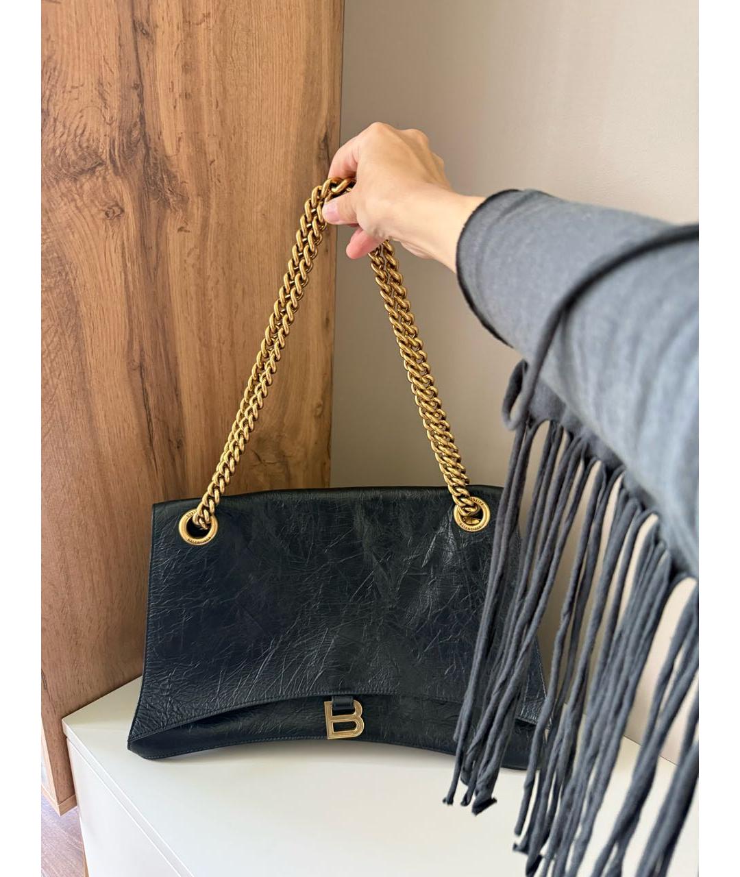 BALENCIAGA Черная кожаная сумка через плечо, фото 3