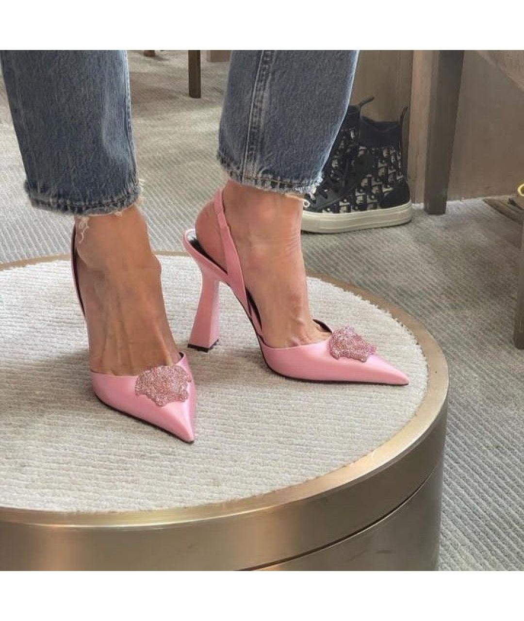 VERSACE Розовые текстильные туфли, фото 5