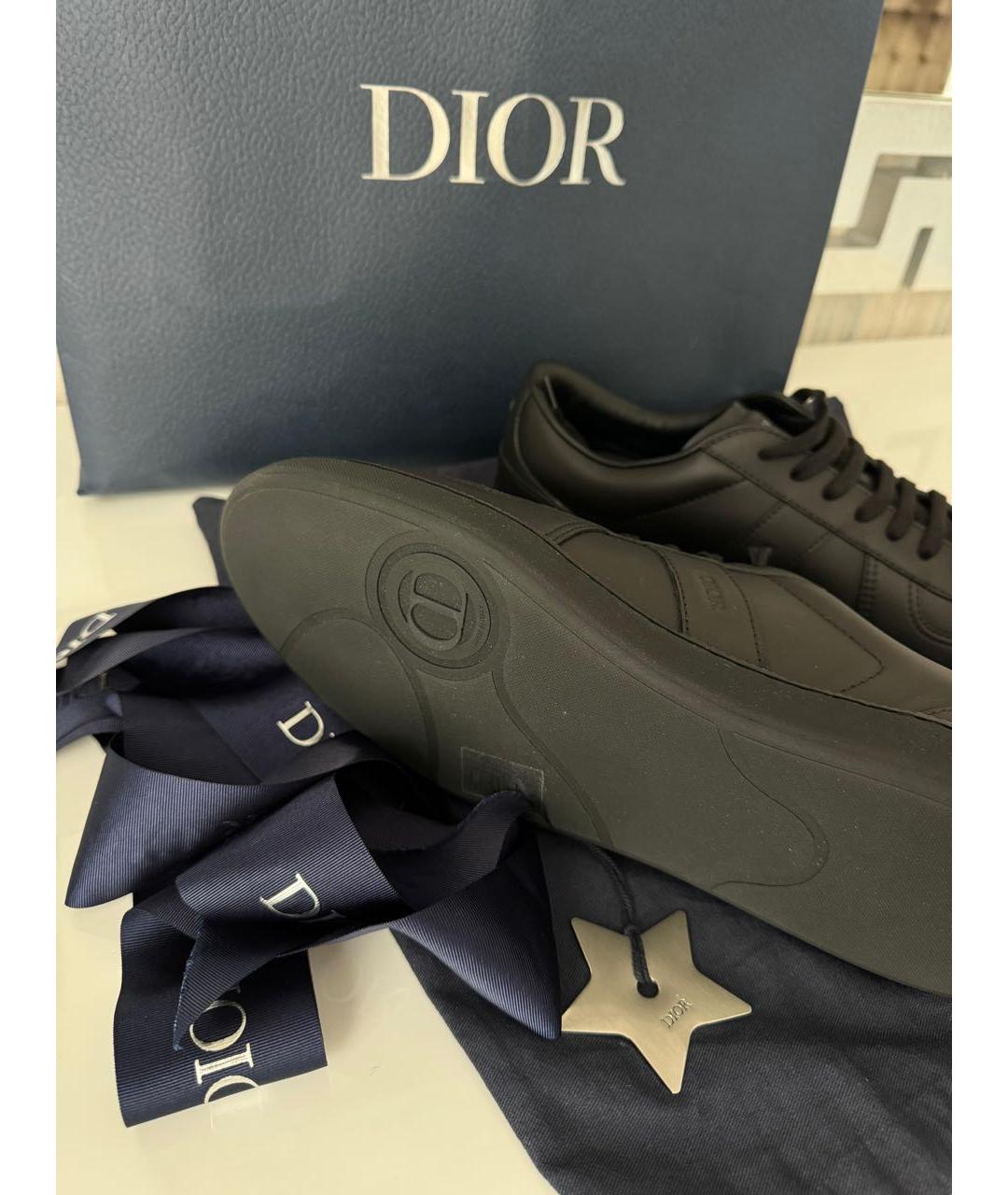 CHRISTIAN DIOR Черные кожаные низкие кроссовки / кеды, фото 6